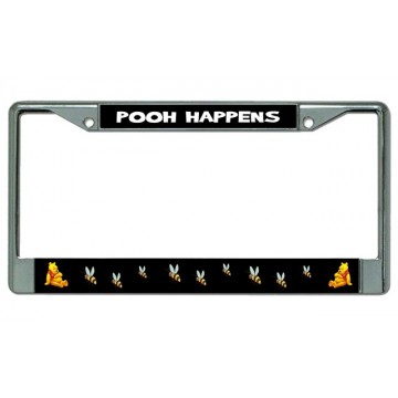Pooh Happens Chrome License Plate Frame